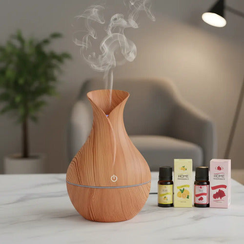 Humidificador Perfumador Ambiente Aromatizador + 2 Aceites Marron/ Marron Claro