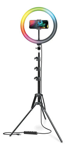 Anillo Aro Luz Led Rgb Con Tripode Flexible 2m Soporte Negro Rgb