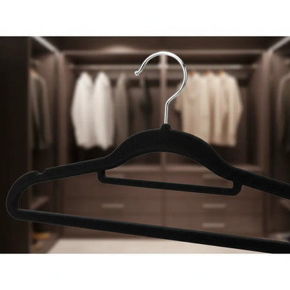 Perchas De Terciopelo Antideslizantes Ropa Pack X5 42cm Negro