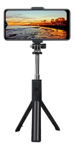 Selfie Stick Palo Bluetooth Tripode Celular 70cm Extensible Negro