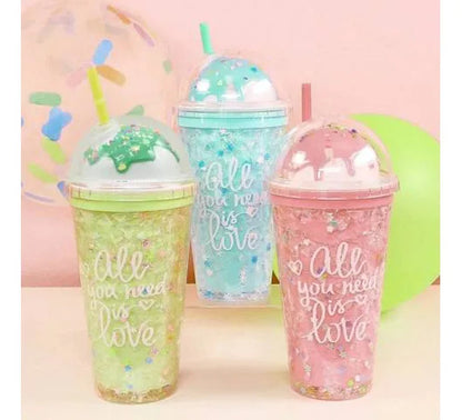 Vaso Acrílico Doble Pared Sorbito 450ml Helado Rosa Rosa