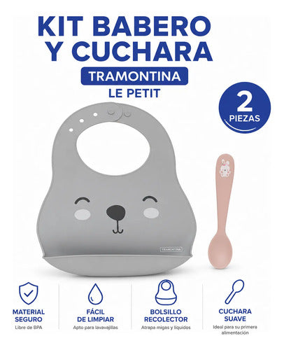 Kit Set Infantil Babero Cuchara Bebé Pack X2 Piezas Hogar Aleatorio