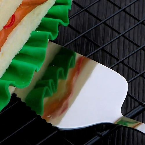 Pala Espatula Para Torta Con Mango De Goma Acero Inoxidable Plateado