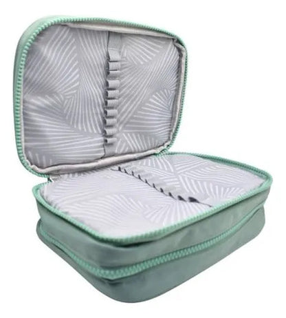 Neceser Maquillaje 2 Niveles Organizador Bolso Estuche 23cm Verde
