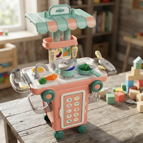 Juego Set De Heladería Infantil 2 En 1 36 Piezas Juguete Rosa