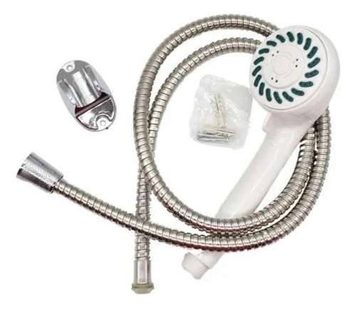 Kit Duchero Teléfono Soporte Manual Universal Manguera 115cm Blanco