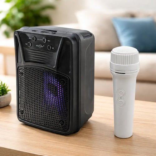 Parlante Inalambrico Bluetooth Ios Android Microfono Luces 4 Negro