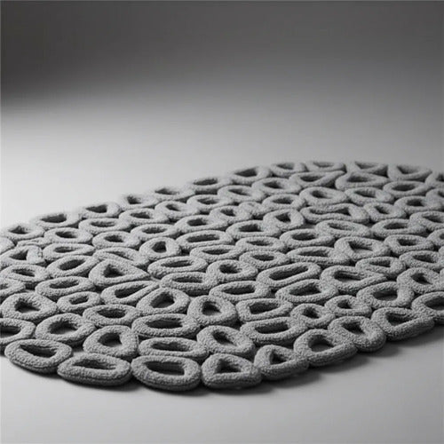 Alfombra Baño Goma Antideslizante 34x64cm Ventosas Calado Gris