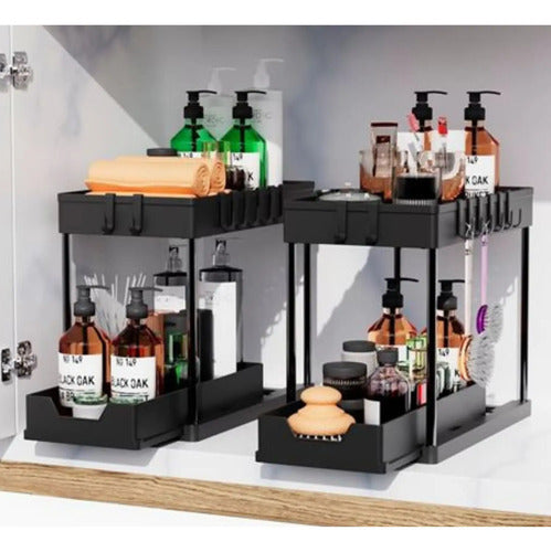 X2 Estante Organizador De Cocina Mesada 2 Niveles Cajon Aleatorio