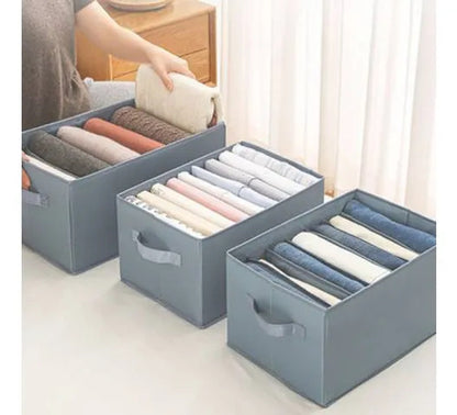 Caja Organizadora Ropa Tela Plegable 7 Divisiones 44x30x20cm Gris Oscuro