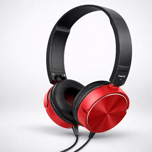 Auriculares Estéreo Cable 3.5 Micrófono Manos Libres Rojo Rojo