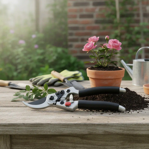 Tijera Podar Jardín 21.5cm Con Bloqueo Ramas Ligeras Negro