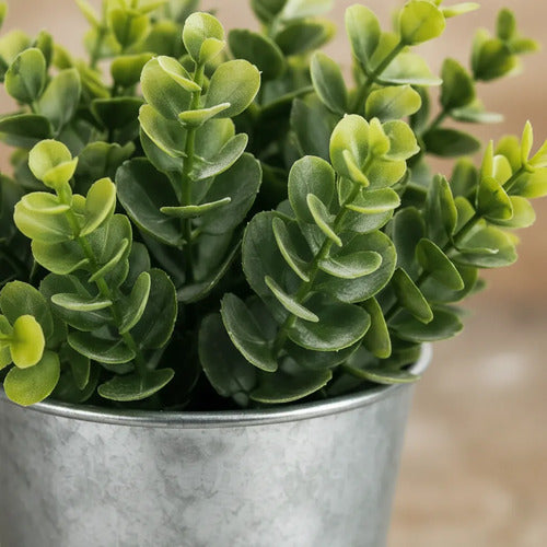 Maceta De Metal Con Planta Artificial Decorativa Jardín Gris