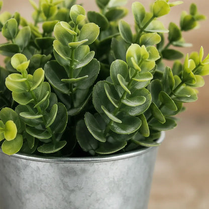 Maceta De Metal Con Planta Artificial Decorativa Jardín Gris