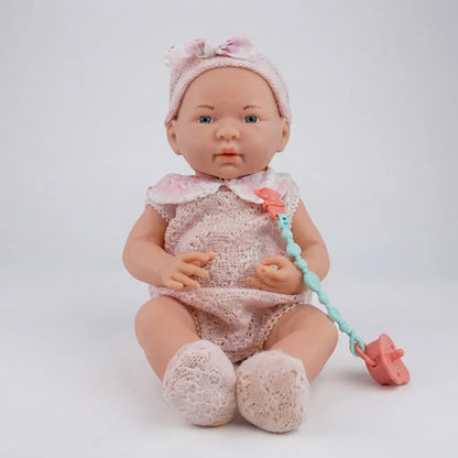 Muñeco Bebé Realista 38cm Chupete Sonidos Vestimenta Crochet