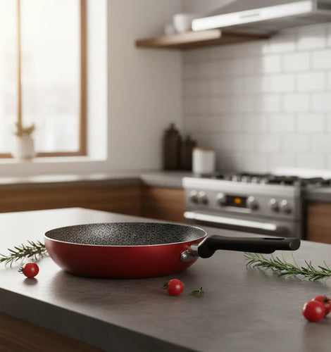 Sarten Hondo Profunda Cocina Capacidad 2.2l Antiadherente Bordó