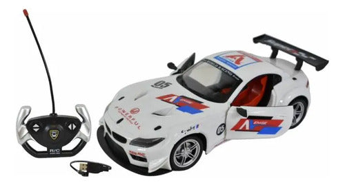 Auto Rc Recargable Luces Puertas Abribles Control Usb Blanco Blanco