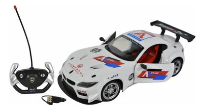Auto Rc Recargable Luces Puertas Abribles Control Usb Blanco Blanco