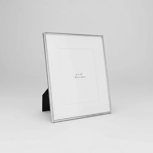 Portarretrato Marco Foto Borde 8x10 20x25cm Mesa Pared Plateado