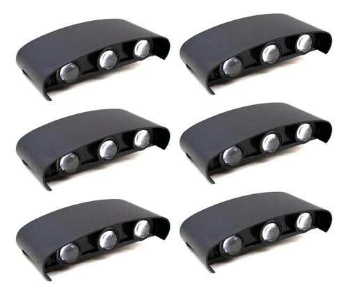 Set X6 Aplique Pared Bidireccional Lampara Exterior 3 Luces