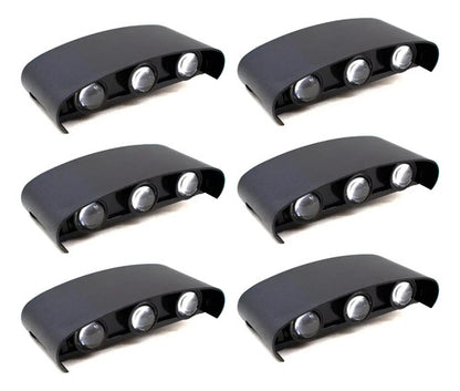 Set X6 Aplique Pared Bidireccional Lampara Exterior 3 Luces