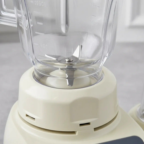 Licuadora Picadora 2 En 1 Multifuncion Vaso Picador 4 Vel Beige