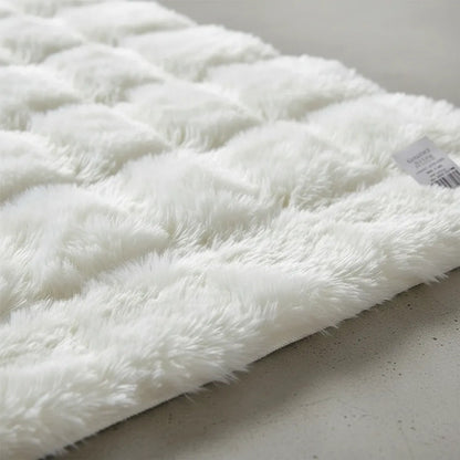 Alfombra Felpa Relieve Suave Base Gamuza 50x80cm Felpudo 80 Cm 50 Cm Blanco