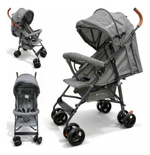 Coches Paragüitas Bebé Plegable Reclinable Arnés 5 Puntos Gris