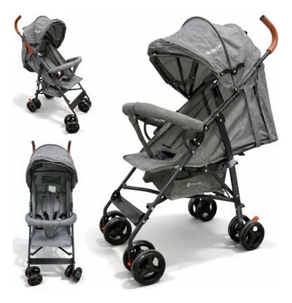 Coches Paragüitas Bebé Plegable Reclinable Arnés 5 Puntos Gris