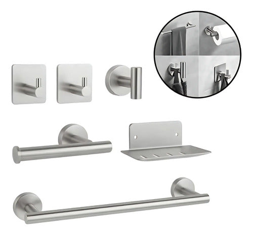 Set Accesorios Baño Juego 6 Piezas Acero Inoxidable