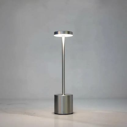 Lampara Luz Gold Led Velador Usb Touch Recargable Tactil Plateado Blanco