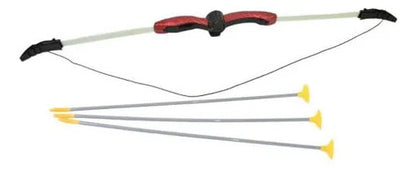 Arco Infantil 55cm Con 3 Flechas Ventosa Juego Puntería Rojo Negro Y Verde Claro