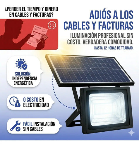 Foco Solar Led 150w Reflector Exterior Con Control Remoto Negro Blanco Frío