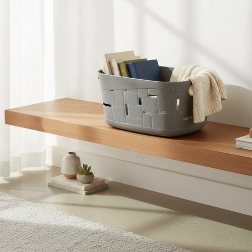 Canasto Cesto Organizador Plástico Multiuso Asas 32,5cm Gris