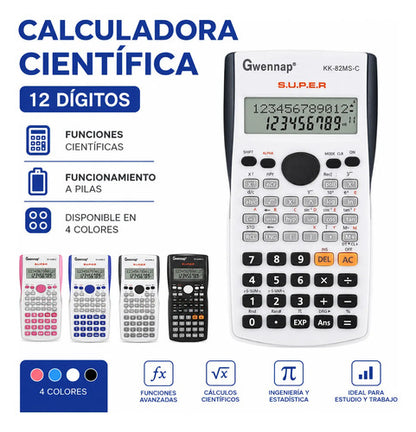 Calculadora Cientifica Matematica 12 Digitos Escolar Oficina Aleatorio - 4 Colores