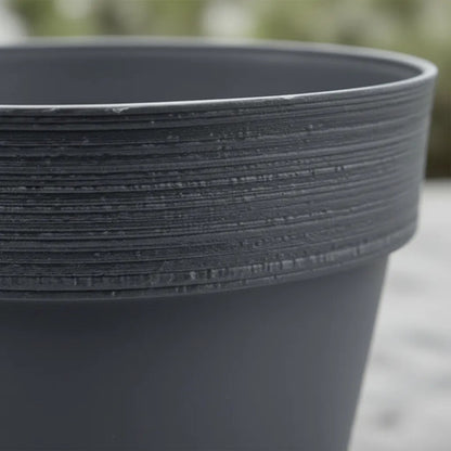 Maceta Plastica Redonda Decorativa 35x30cm Jardin Exterior Gris