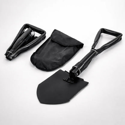 Pala Portátil Plegable Con Funda Acero 47cm Camping Jardín Negro