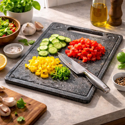 Tabla Picar Plastica Reforzada Antiderrame Cocina 40x30cm Granito Negro