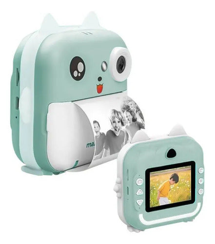 Cámara Infantil Digital Impresora Térmica 0.3mp Microsd 32g Verde