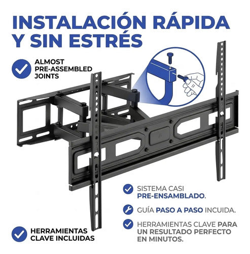 Soporte Para Tv 75 Pulgadas Pared Movil Inclinable 32 A 75 Negro