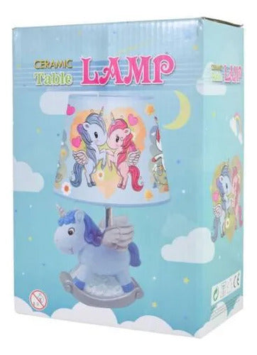 Lámpara Velador Mesa Cerámica Pelota Unicornio 32cm Rosa - Unicornio