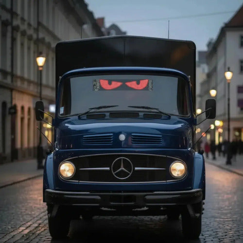 Cartel Led Ojos Diseño Auto Camioneta Camión Micro 59x12cm Negro