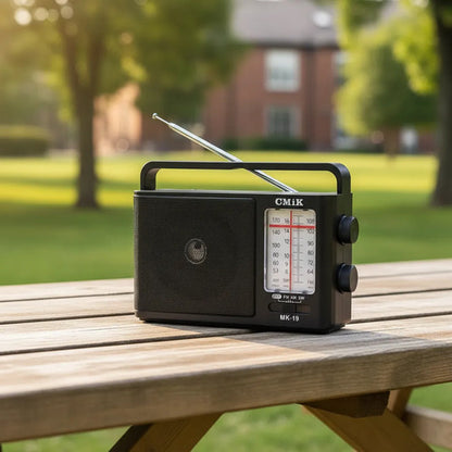 Radio Portátil Am Fm Sw 3 Bandas Eléctrica C/salida 3.5 Negro