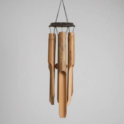 Adorno Llamador Viento Colgante Bambu Sonoro Jardin 85cm Marrón