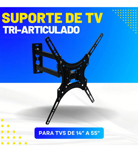 Soporte Tv De Pared Brazo Base Para Tv 14 A 55 Pulgadas 50kg Color Negro