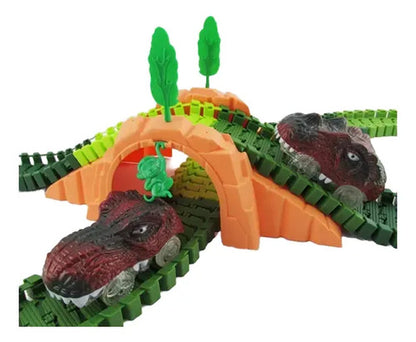 Pista Dinosaurios Flexible 270 Piezas Vehículo Y Accesorios Verde