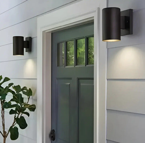 Aplique Pared Exterior Luminaria Lampara Unidireccional Foco Negro