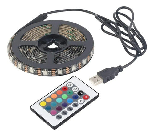 Tira Cinta Led Rgb 3m Usb Con Control Remoto Adhesiva Ip65 Rgb