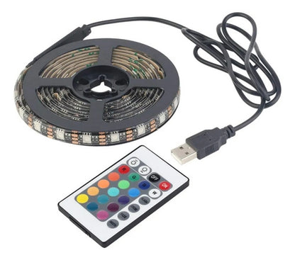 Tira Cinta Led Rgb 3m Usb Con Control Remoto Adhesiva Ip65 Rgb
