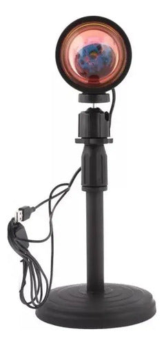 Lampara Proyector Atardecer Sunset Usb Rgb Con Control Negro Rgb
